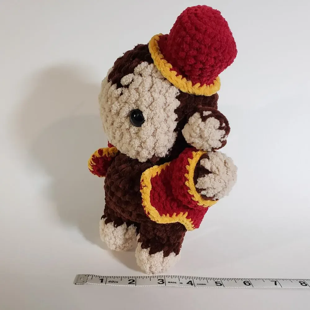 Handcrafted Crochet Circus Monkey with Vest and Hat